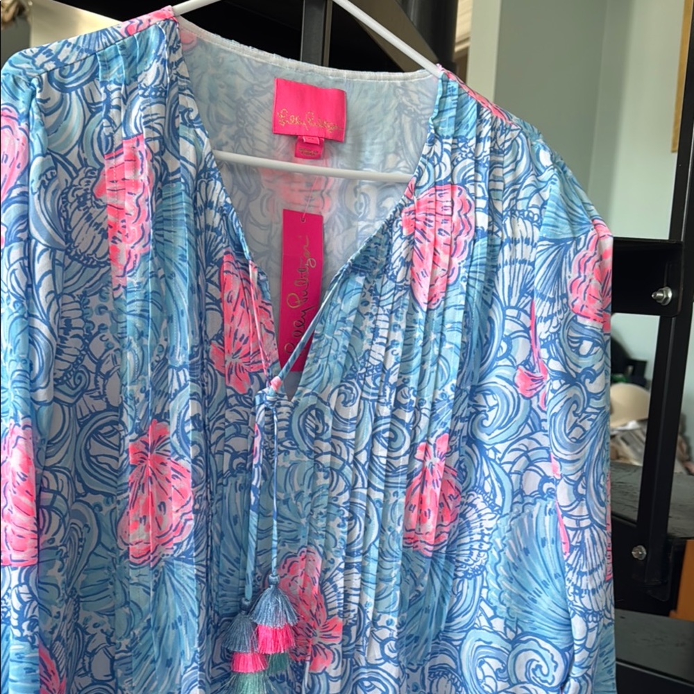 Lilly Pulitzer Blue and Pink Long Sleeve Dress